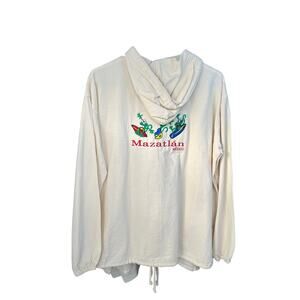 Mazatlán Mexico Off-White Beach Jacket with Frogs - Men's Medium